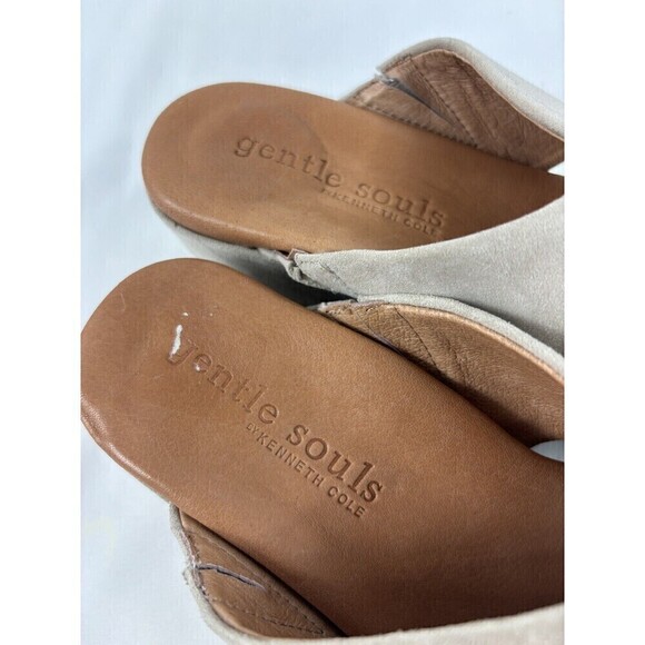 Gentle Souls Mikenzie Suede Platform Sandals Cream 7 M Criss Cross Straps - Picture 6 of 10